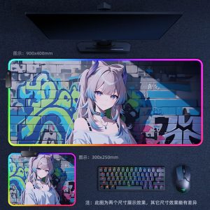 Genshin Impact Keqing Graffiti - Style RGB - Lit Extra Large Thick Gaming Mouse Pad - Perfect for Internet Cafes, Office & Esports Setups