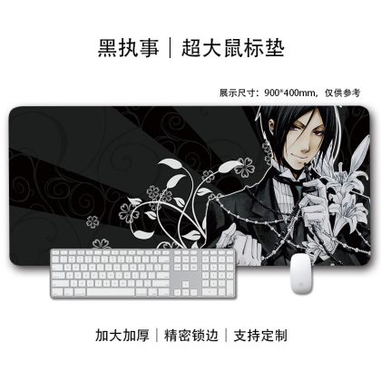 Black Butler Sebastian Michaelis Floral Extra Large Mouse Pad - Anime Gaming & Keyboard Mat for Fans | High-Precision, Edge-Locked Desk Pad