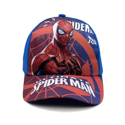 Ultimate Spiderman Cartoon Printed Kids Baseball Cap - Wide Brim Summer Sun Hat for Young Superhero Enthusiasts