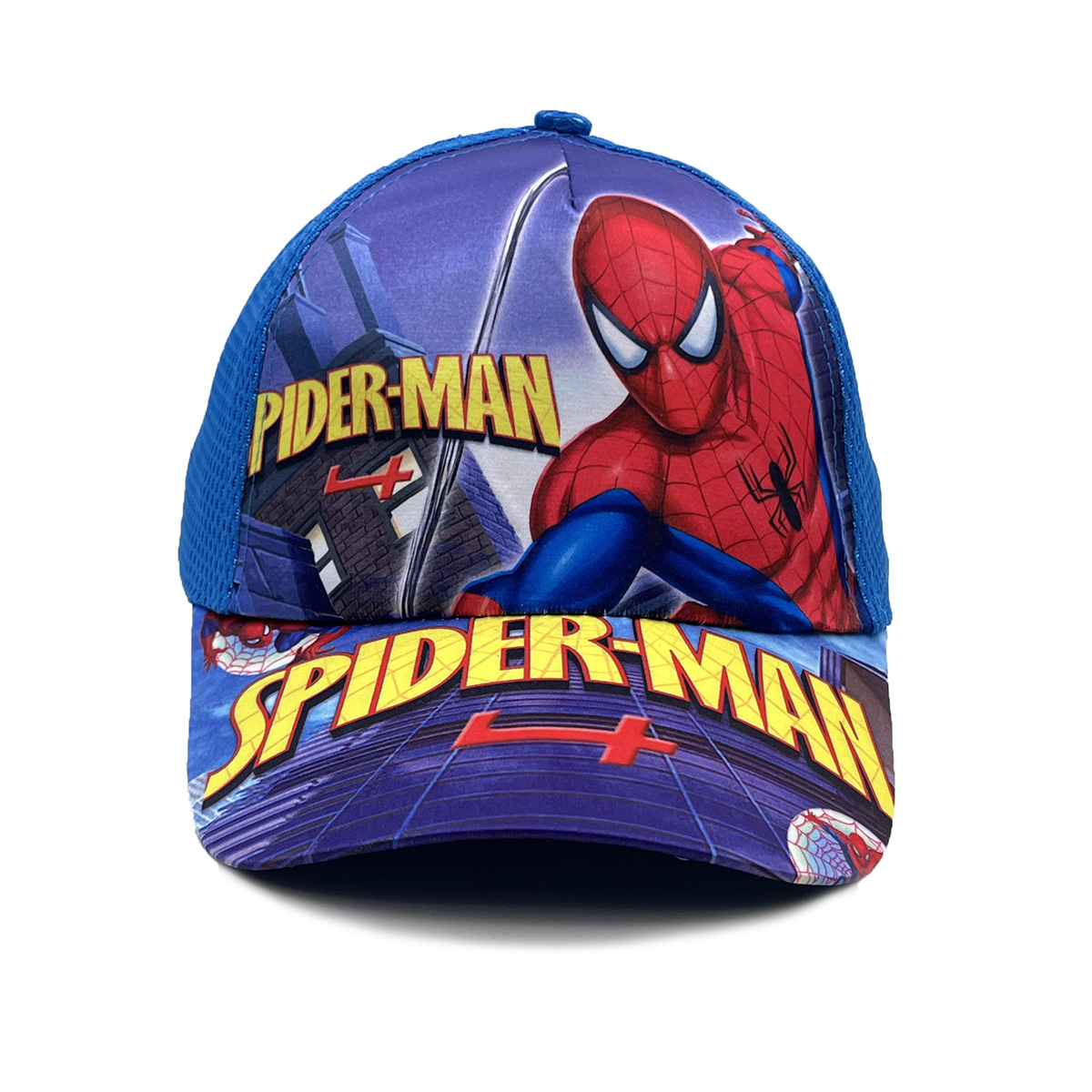 Spiderman City Chase Cartoon Printed Kids Baseball Cap - Wide Brim Summer Sun Hat for Young Superhero Fans