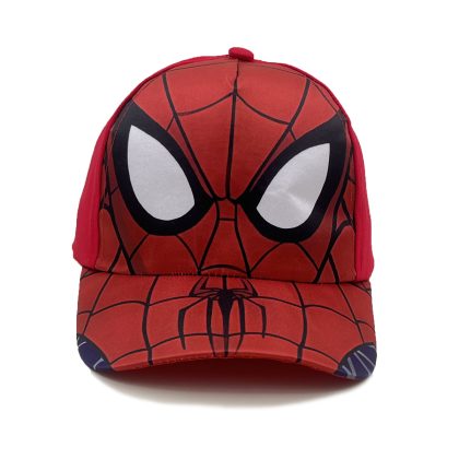 Spiderman Face Cartoon Printed Kids Baseball Cap - Wide Brim Summer Sun Hat for Young Superhero Fans