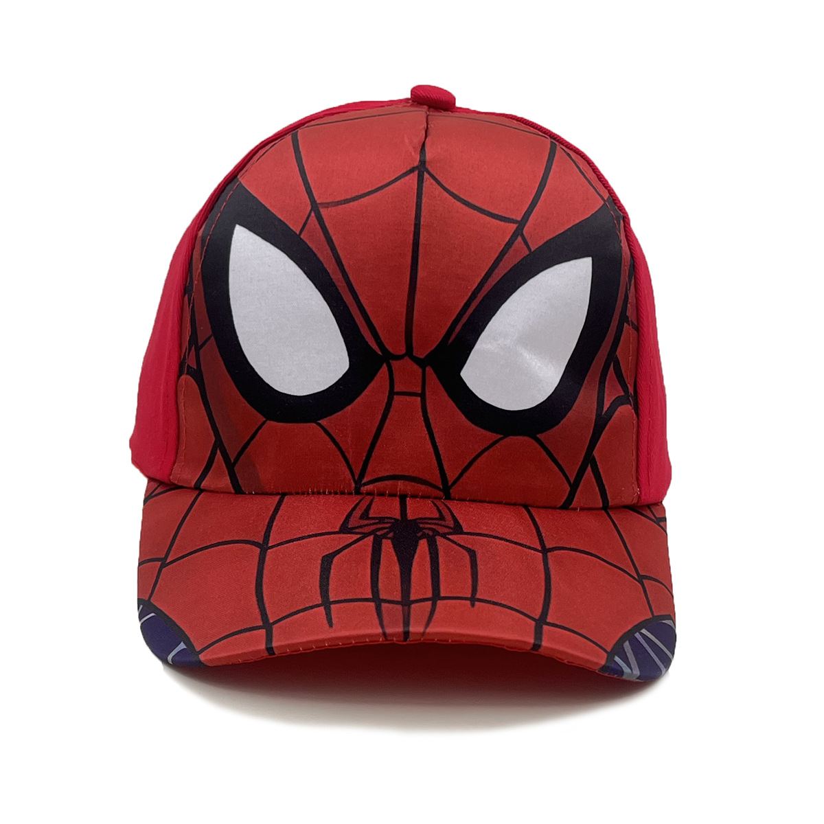 Spiderman Face Cartoon Printed Kids Baseball Cap - Wide Brim Summer Sun Hat for Young Superhero Fans