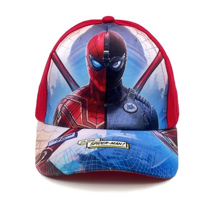 Spiderman Dual-Style Cartoon Printed Kids Baseball Cap - Wide Brim Summer Sun Hat for Young Superhero Enthusiasts