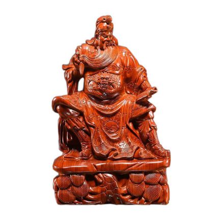 Hand-Carved Rosewood Guan Yu Statue (Guan Gong Reading Spring and Autumn) - Premium Hongmu Decor for Home Living Room, Office & Entryway | Traditional Wooden Craft Ornament
