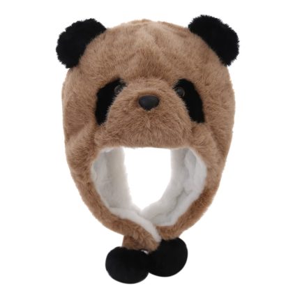 Adorable Brown Red Panda Faux Fur Winter Hat - Adjustable Warm Earmuff Cap | Fluffy Unisex Cold-Weather Headwear