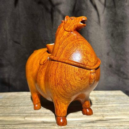 Vintage Tang-Style Wooden Horse Sculpture - Solid Wood Zodiac Animal Figurine | Home Decor Carved Statue