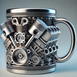 V8 Engine Mechanical Mug - Metal Car Engine Coffee Cup | Cool Automotive Themed Drinkware for Car Enthusiasts
