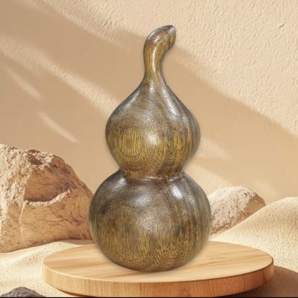 Green Sandalwood Gourd Handheld Decor - "Good Fortune" Wenwan Fidget Piece | Collectible Gift