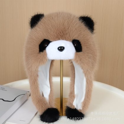 Cozy Winter Red Panda Faux Fur Hat - Thickened Cartoon Earmuff Cap for Cold Weather | Fluffy Windproof Warm Winter Headwear