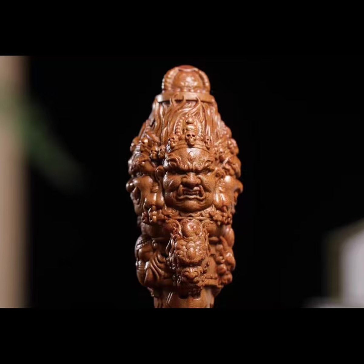 Indian Sandalwood Vajra Pestle Handheld Pendant - Black Dzambhala Carving | Wenwan Fidget & Necklace Gift - Image 3