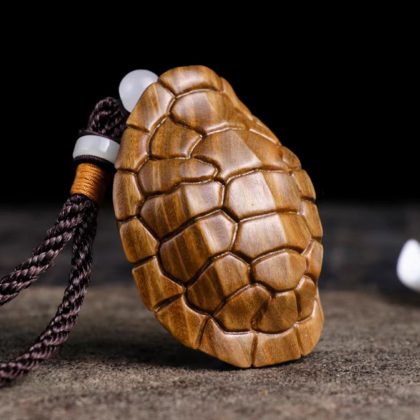 Green Sandalwood Turtle Shell Handheld Decor - "Wealth & Longevity" Fidget Piece | Wenwan Collectible Gift