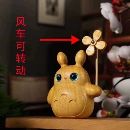 Wooden Totoro Windmill Decor - Rotating Windmill Totoro Ornament | Home & Car Diffuser Gift