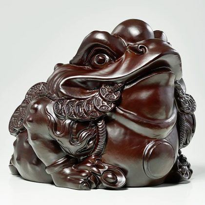 Ebony Wood Lucky Money Toad Sculpture - 3-Legged Jin Chan Decor | Home & Shop Opening Ornament for Gift-Giving