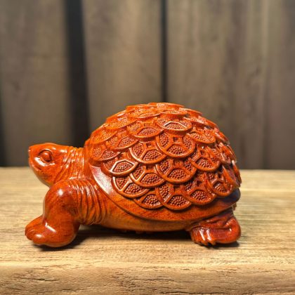 Rosewood Money Turtle Sculpture - Coin-Patterned Turtle Decor | Home Entryway & Shop Opening Gift Ornament