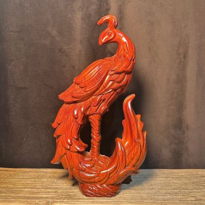 Rosewood Phoenix Sculpture - Hand-Carved Lucky Phoenix Decor | Home Living Room Ornament for Wedding & Housewarming Gifts