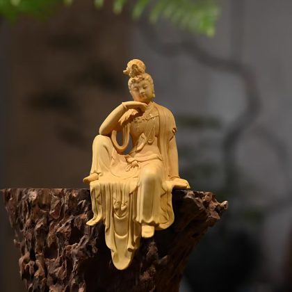 Boxwood Free-Guanyin Statue - Zen Guanyin Sculpture | Home Living Room Serenity Decor Gift
