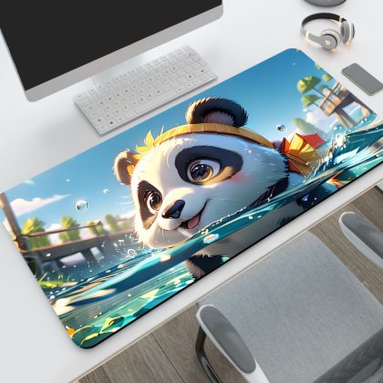 Adorable Panda Extra Large Gaming Mouse Pad - Cute Anime Desk Mat | Thick Locked-Edge Keyboard Pad for Home & Office