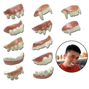 10-Pack Halloween Fake Teeth Set - Vampire Fangs & Zombie Dentures | Silly Gag Toy Plastic Dentures for Pranks & Costumes