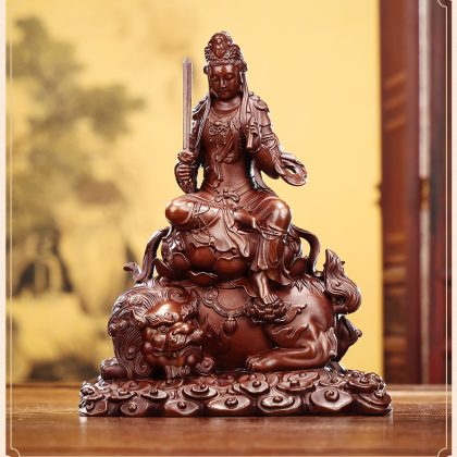 Purple Copper Manjushri Bodhisattva Statue (Mini) - Home & Office Desk Buddhist Decor | Sacred Wisdom Symbol Figurine
