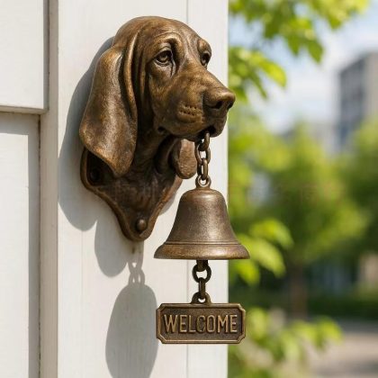 Animal Series Basset Hound Doorbell - Vintage Bronze Welcome Doorbell | Outdoor Indoor Door Wall Decor Gift