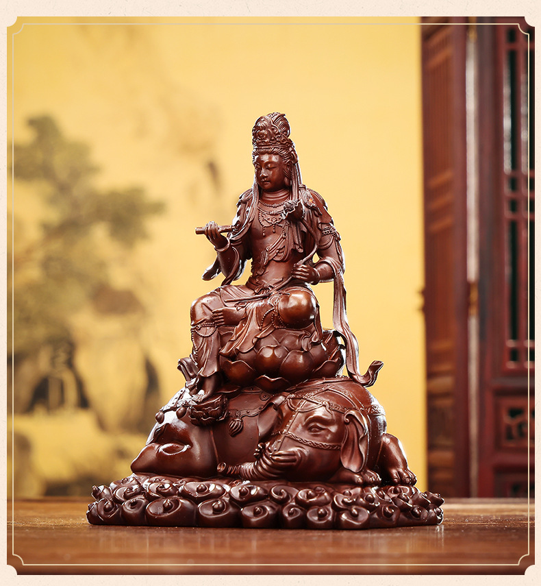 Purple Copper Samantabhadra Bodhisattva Statue (Mini) - Home & Office Desk Buddhist Decor | Sacred Buddhist Craft Figurine